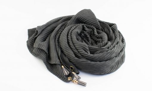 Leather Tassel Hijab Dark Grey