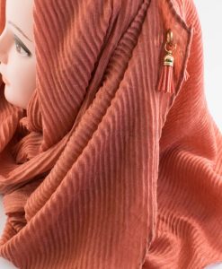 Leather Tassel Hijab Rust 2