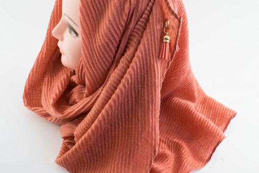 Leather Tassel Hijab Rust 2