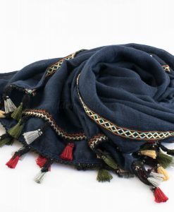 Moroccan Border Hijab Navy Blue