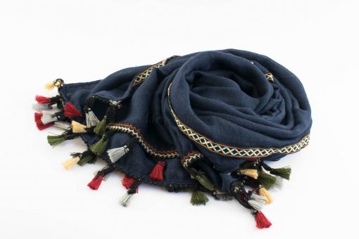 Moroccan Border Hijab Navy Blue