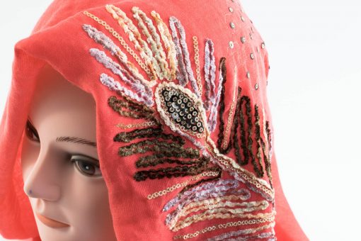 Picasso Velvet Hijab Deep Peach 2