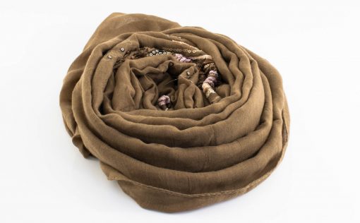 Picasso Velvet Hijab Tan Brown 2