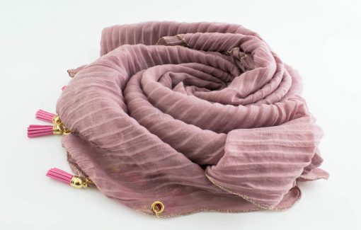 Border Leather Tassel Hijab - Hidden Pearls - Lavender 2