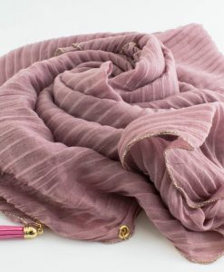Border Leather Tassel Hijab - Hidden Pearls - Lavender