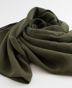 Crepe Chiffon Hijab - Hidden Pearls - Army Green 2