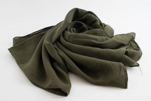 Crepe Chiffon Hijab - Hidden Pearls - Army Green 2