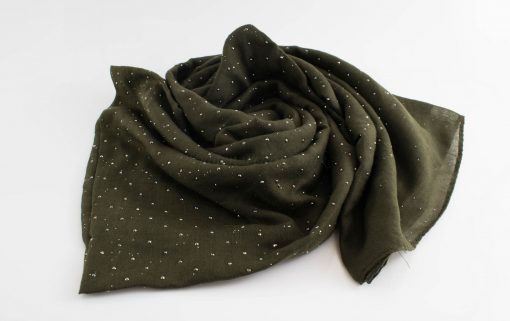 Diamante Hijab - Hidden Pearls - Army Green