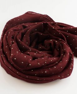 Diamante Hijab - Hidden Pearls - Maroon