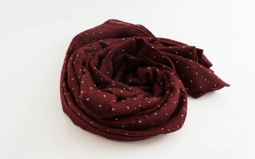 Diamante Hijab - Hidden Pearls - Maroon