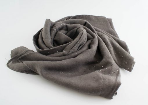 Diamante Hijab - Hidden Pearls - Taupe Grey