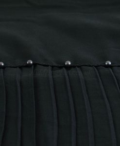 One Side Pleated Chiffon Hijab - Hidden Pearls - Black 1 - Copy