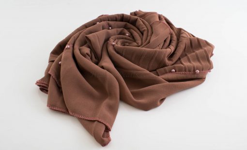 One Side Pleated Chiffon Hijab - Hidden Pearls - Dusky Rose