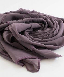 One Side Pleated Chiffon Hijab - Hidden Pearls - Lilac