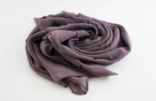 One Side Pleated Chiffon Hijab - Hidden Pearls - Lilac