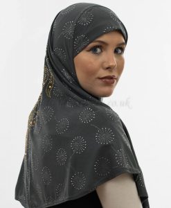 Al-Amira Hijab - Dark Grey 3- Hidden Pearls