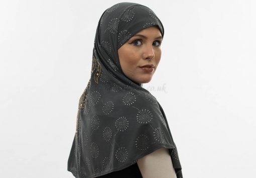 Al-Amira Hijab - Dark Grey 3- Hidden Pearls