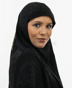 Women's Glitter Al-Amira Hijab - Black- Hidden Pearls