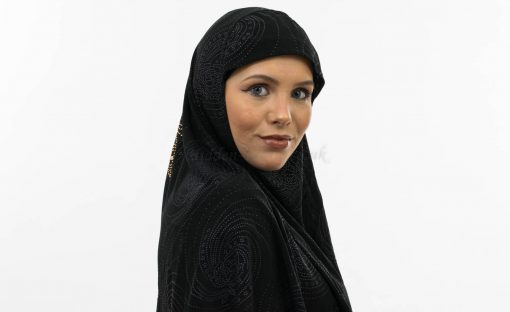 Women's Glitter Al-Amira Hijab - Black- Hidden Pearls