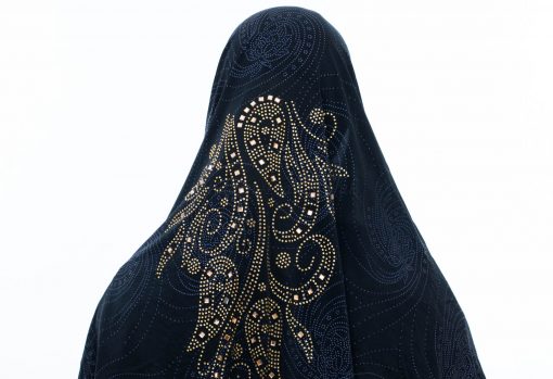 Women's Glitter Al-Amira Hijab - Midnight Blue 2- Hidden Pearls