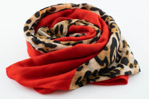 Deluxe Leopard Print Hijab - Scarlet - Hidden Pearls