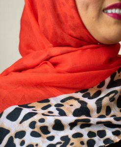 Deluxe Leopard Print Hijab - Scarlet - Hidden Pearls