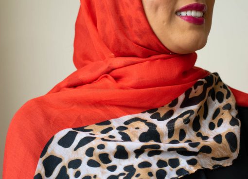 Deluxe Leopard Print Hijab - Scarlet - Hidden Pearls