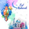 Eid Mubarak Mosque Greeting Card - Greeting cards - Hidden Pearls.jpg