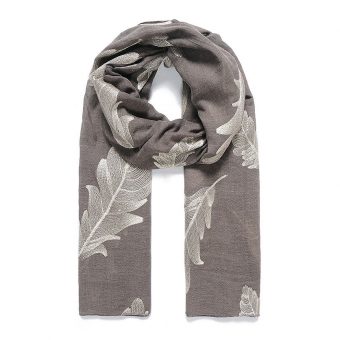 Sprinkle of Feathers Hijab - Hidden Pearls - Gold on brown2